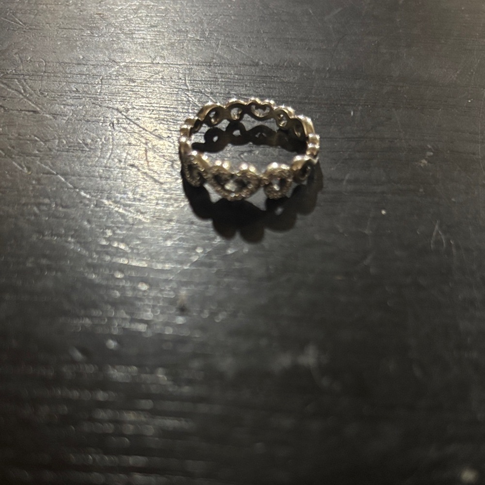 Pandora Silver Heart Band Ring